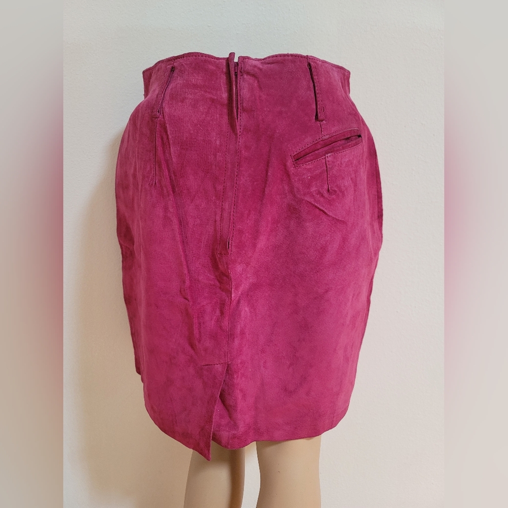 Vintage Express Maroon Suede Skirt - Picture 5 of 11